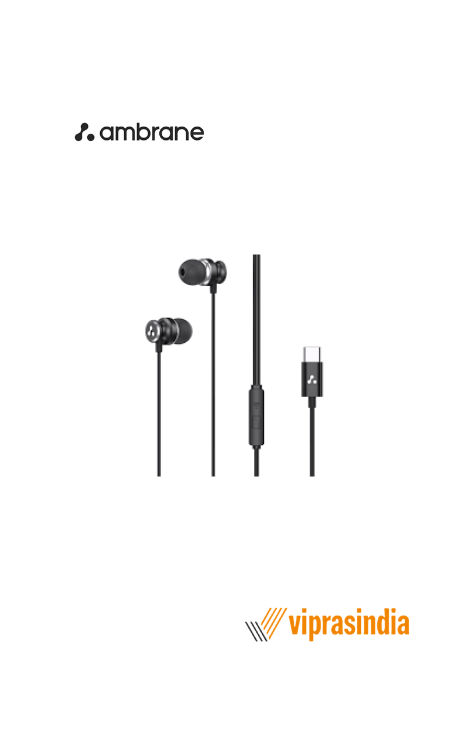 Earphone Ambrane Beatz T03 Wired Black 1.2M 