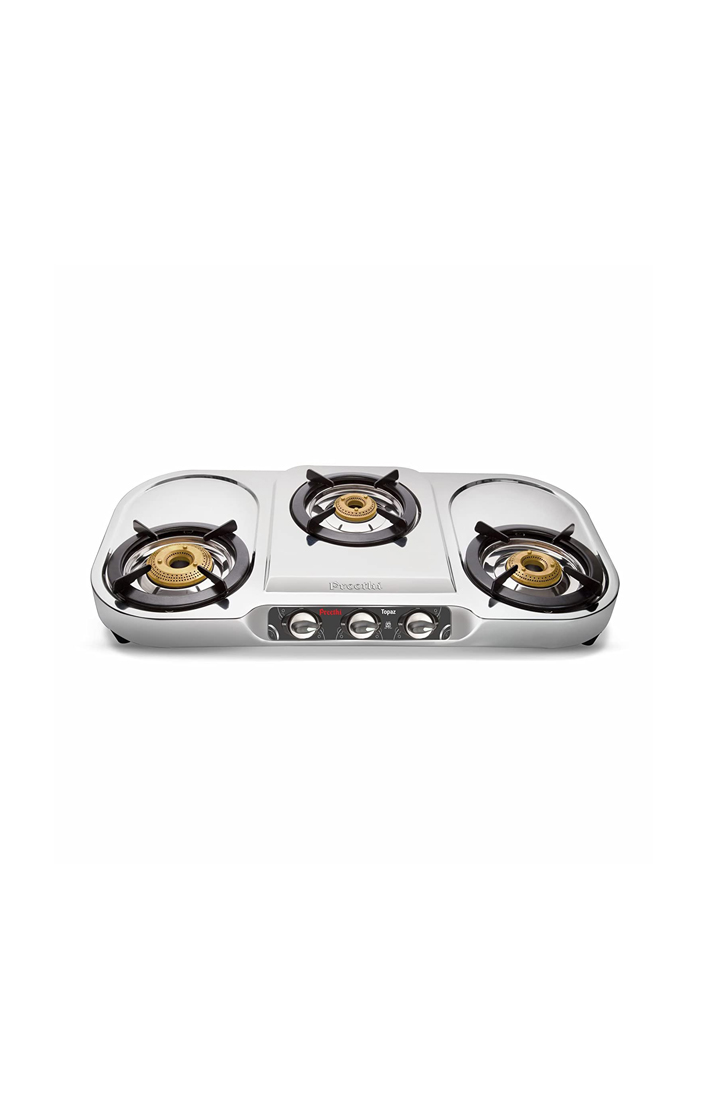 PREETHI TOPAZ 3 BURNER GAS STOVE in Stainless Steel Gas Stoves (₹6,166.00)