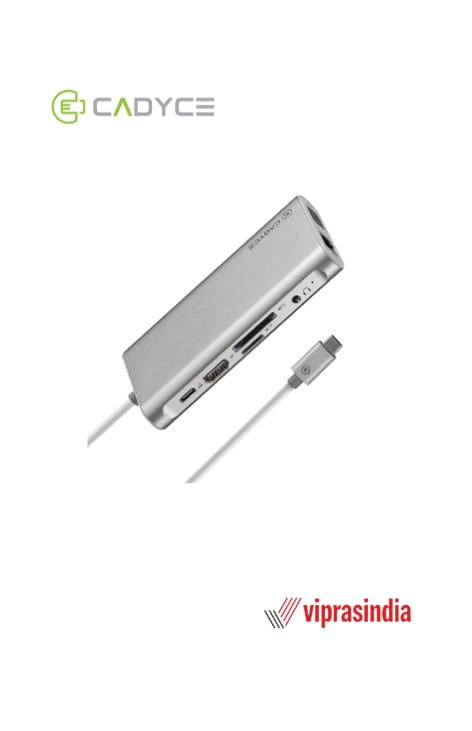 CADYCE USB-C™ to USB 3.0 Hub, Gigabit Ethernet, HDMI (4k) & VGA Adapter CA-CU3HVG