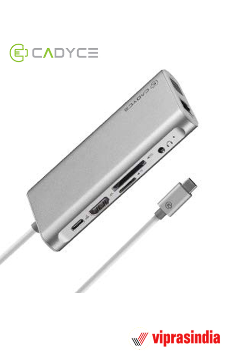 CADYCE USB-C™ to USB 3.0 Hub, Gigabit Ethernet, HDMI (4k) & VGA Adapter CA-CU3HVG