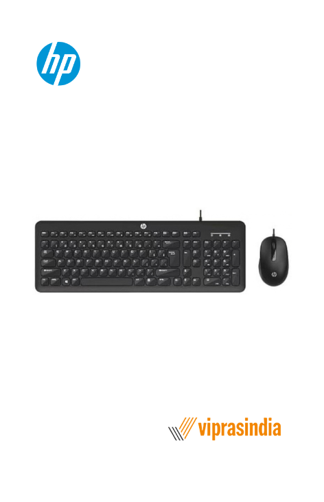 Keyboard and Mouse Wired HP KM160 Combo, 1600 DPI Ergonomic Optical Sensor Mouse, Instant USB Plug-and-Play, 12 Shortcut Keys, Adjustable Slope Keyboard