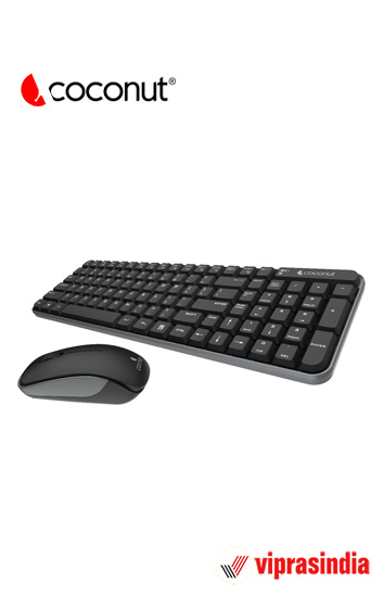 Wireless Keyboard and Mouse Combo Coconut Desire 2.0 Wkm16 + WM16  for PC, Laptop (Black Keys, Grey Border)