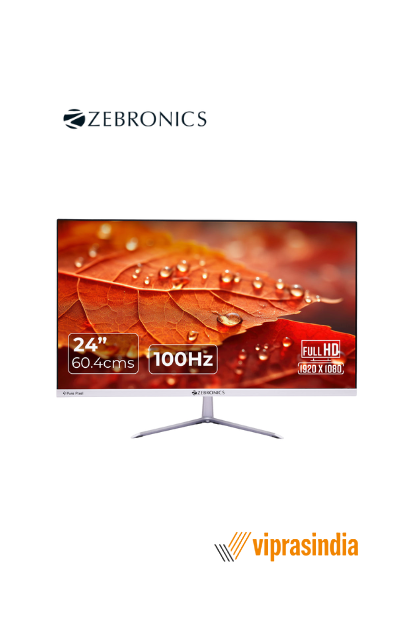 Monitor Zebronics ZEB EA124, LED Screen 24inch, Resolution 1920 x 1080, Aspect Ratio 16:9, Ports(HDMI, VGA),Built-in Speaker, Colour White