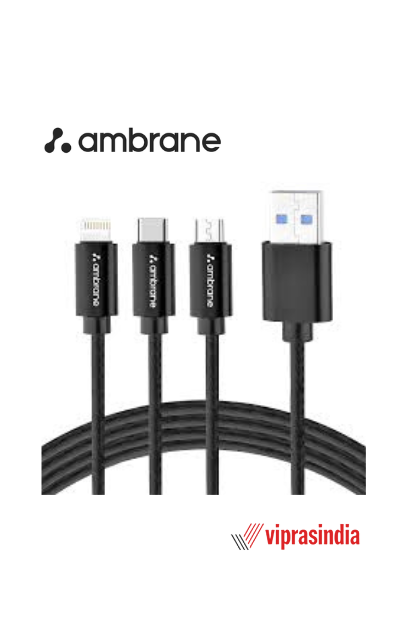 Cable Ambrane Trinity 111 3 in 1 USB to Micro USB, Lightning, Type-C 