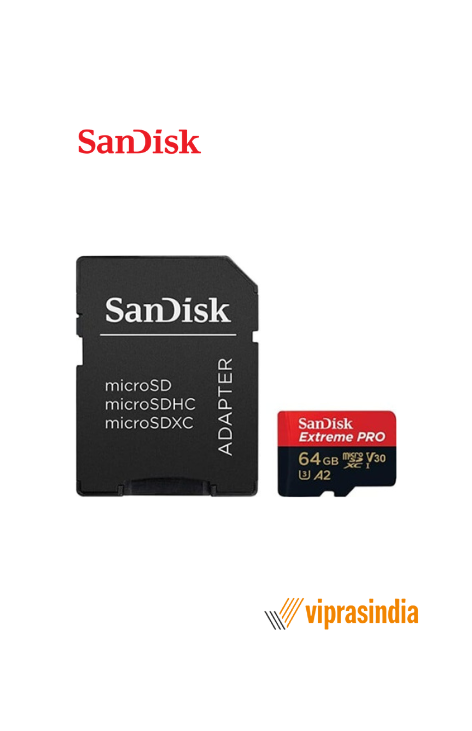 Memory Card SanDisk Extreme Pro SD UHS I 64GB  for 4K Video for DSLR and Mirrorless Cameras 200MB/s Read & 90MB/s Write