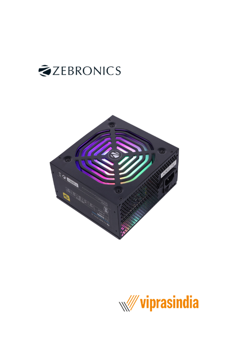 Power Supply  ZEBRONICS ZS500 500W  with Silent 120mm RGB Fan (SMPS)