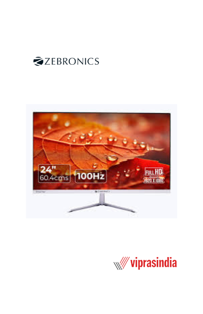 Monitor Zebronics ZEB EA124, LED Screen 24inch, Resolution 1920 x 1080, Aspect Ratio 16:9, Ports(HDMI, VGA),Built-in Speaker, Colour White