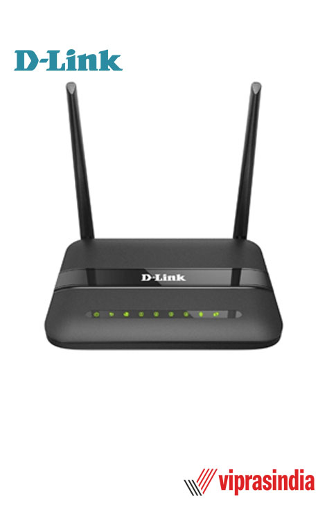 Router with Modem D-Link 2750U/IN/I Wireless-N300 ADSL2  (Black)