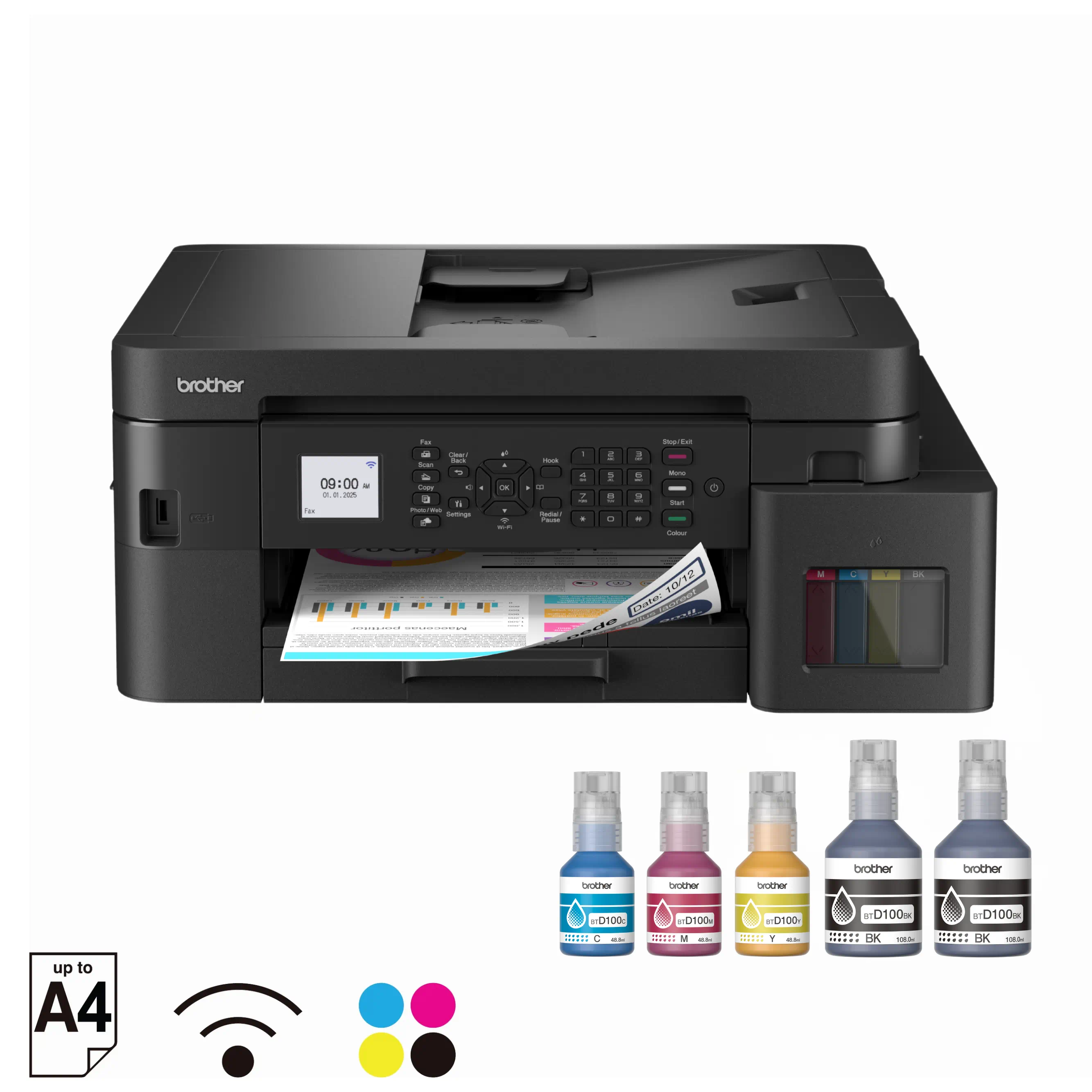 Printer Brother MFC-T930DW WiFi Ink Tank Printer – All In One Print, Scan, Copy, Fax with Auto Duplex, ADF & Ethernet