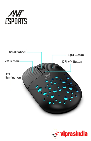 Mouse Wireless Ant Value FKAPU05 1600 DPI - Black