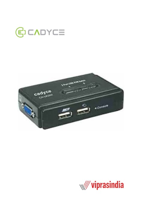 KVM Switch USB 2 Port Desktop Cadyce CA-UK200  (Black)