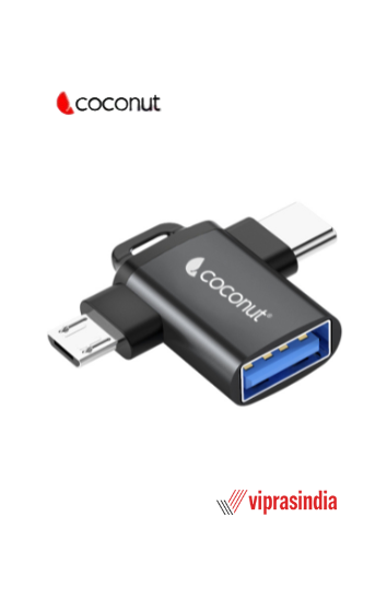 USB 3.0 to Micro USB + Type C, OTG Adapter OT03 Coconut  Aluminium Body