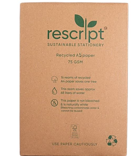 Paper Recycled Rescript A5 , 100% Recycled , Eco-Friendly	