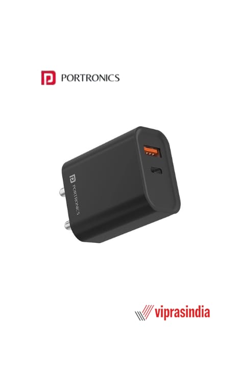 Charger Portronics Adapto 45 POR 1445 20W with Dual Output