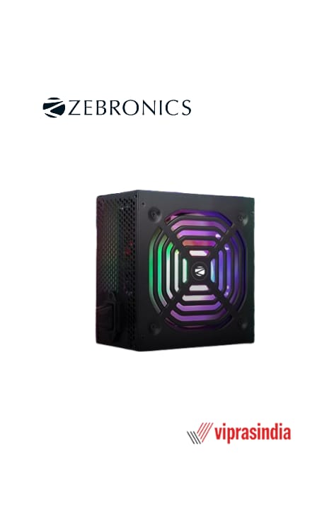 Power Supply  ZEBRONICS ZS500 500W  with Silent 120mm RGB Fan (SMPS)