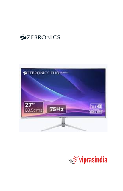 Monitor Zebronics ZEB-A27FHD, LED Screen 27inch, Resolution 1920 x 1080, Aspect Ratio 16:9, Ports(HDMI, VGA),Built-in Speaker, Colour White