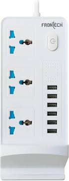 Power Extension Frontech FT-3538 1.5M 3 socket 6 USB Port LED Indicator 