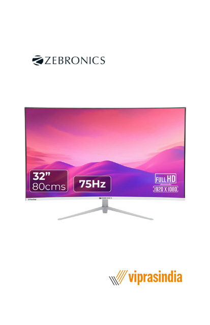 Monitor Zebronics ZEB-AC32FHD, LED Screen 32inch, Resolution 1920 x 1080, Aspect Ratio 16:9, Ports(HDMI, VGA),Built-in Speaker, Colour White