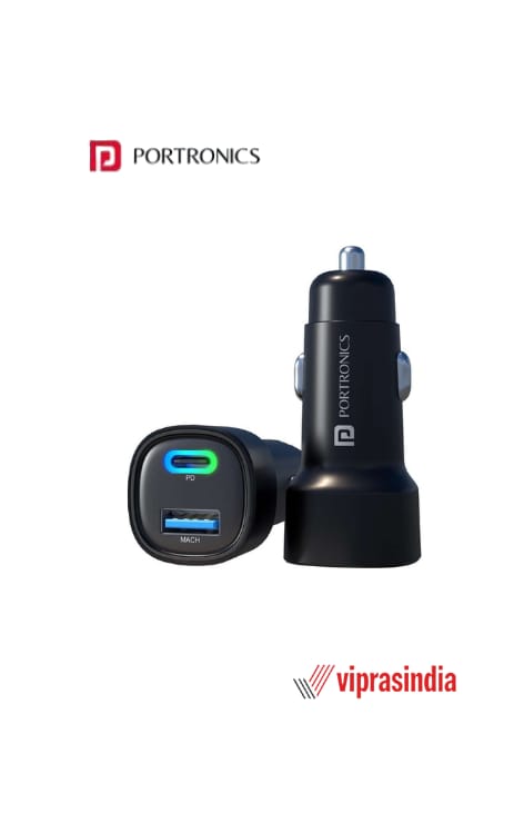 Car Charger Portronics CAR POWER 80 80W Dual Output Fast with Type-C PD & USB, LED Indicator
