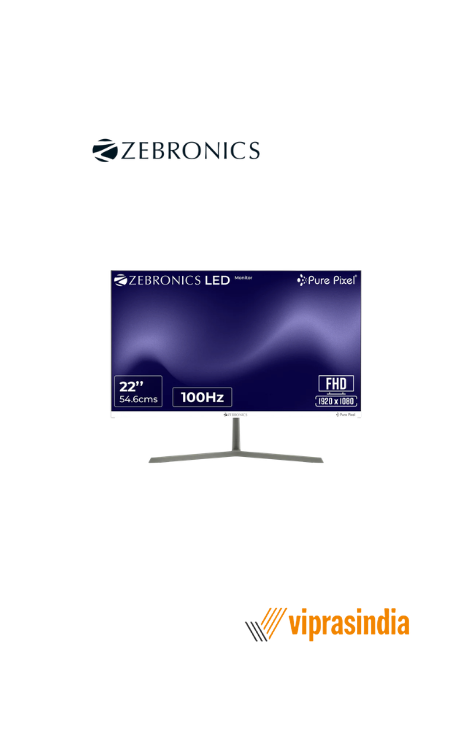 Monitor Zebronics ZEB A122FHD LED Screen 22 inch, Resolution 1920x1080, Aspect Ratio 16:9, Ports(HDMI, VGA)